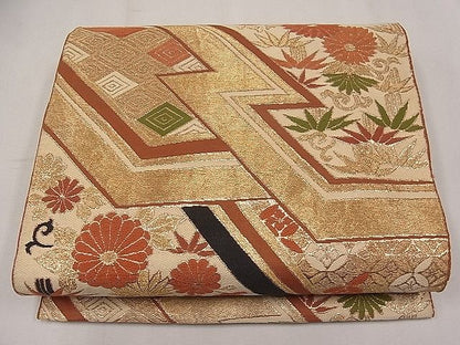 平和屋着物◎六通柄袋帯 松皮菱草花文 金糸 逸品 CAAH2021dx