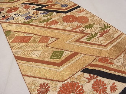 平和屋着物◎六通柄袋帯 松皮菱草花文 金糸 逸品 CAAH2021dx