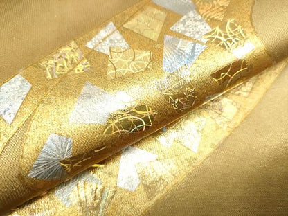 平和屋着物■六通太鼓柄袋帯 流水箔散らし 金銀彩 逸品 CAAH9282hy
