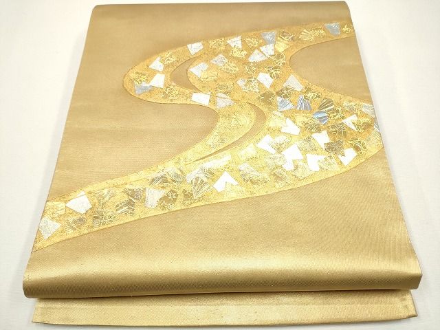 平和屋着物■六通太鼓柄袋帯 流水箔散らし 金銀彩 逸品 CAAH9282hy