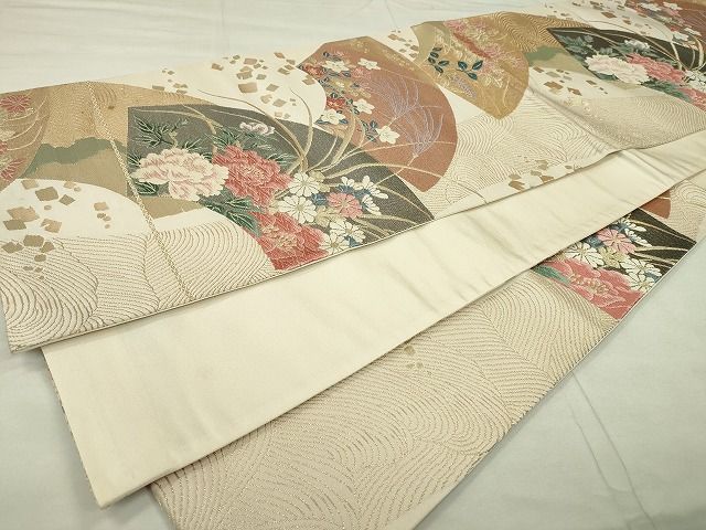 平和屋着物◎六通柄袋帯 地紙草花文 金糸 逸品 CAAE7370in