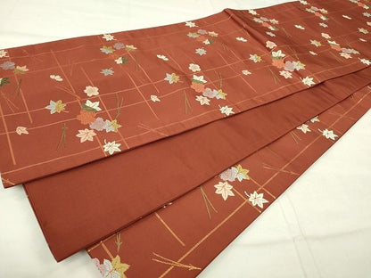 平和屋着物◎全通柄袋帯 草花文 金糸 逸品 CAAE7411in