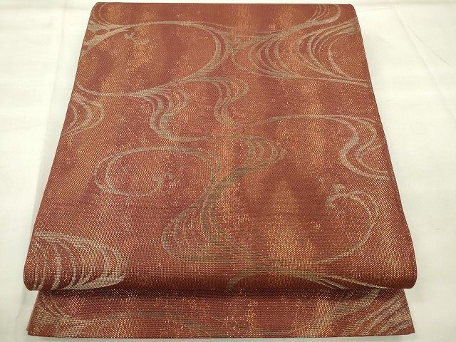 平和屋着物◎六通柄袋帯 流水文 金糸 逸品 CAAE7410in