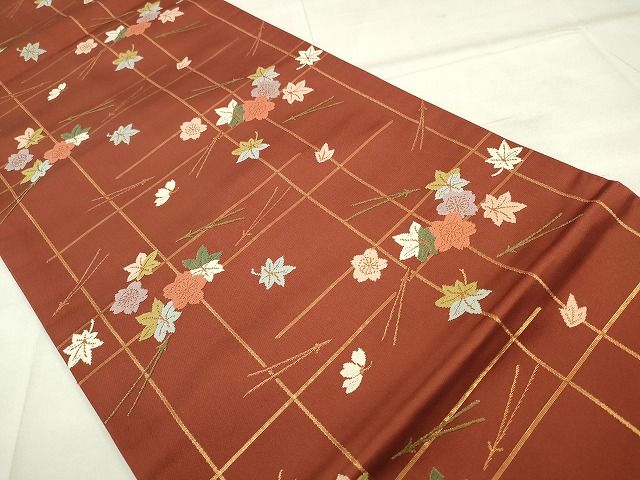 平和屋着物◎全通柄袋帯 草花文 金糸 逸品 CAAE7411in