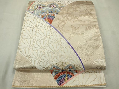 平和屋着物◎六通柄袋帯 草花文 金糸 逸品 CAAE7452in
