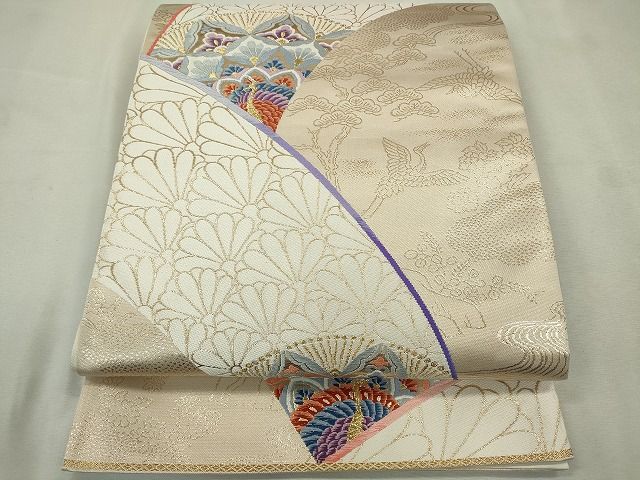 平和屋着物◎六通柄袋帯 草花文 金糸 逸品 CAAE7452in