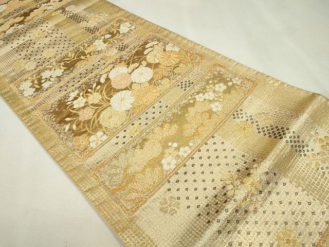 平和屋着物◎六通柄袋帯 草花文 金銀糸 逸品 CAAE7477in