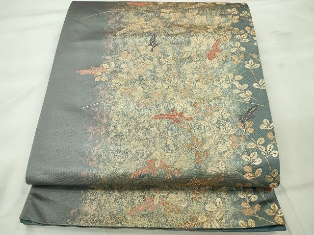 平和屋着物◎六通柄袋帯 枝葉文 金糸 引箔 逸品 CAAE7421in