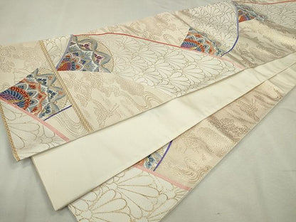 平和屋着物◎六通柄袋帯 草花文 金糸 逸品 CAAE7452in