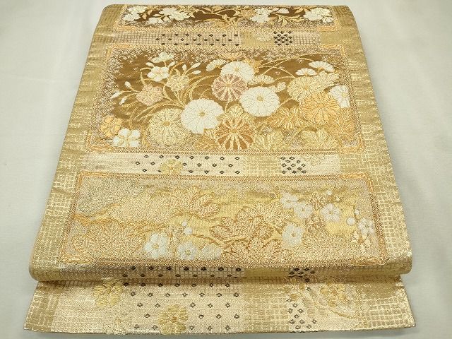 平和屋着物◎六通柄袋帯 草花文 金銀糸 逸品 CAAE7477in