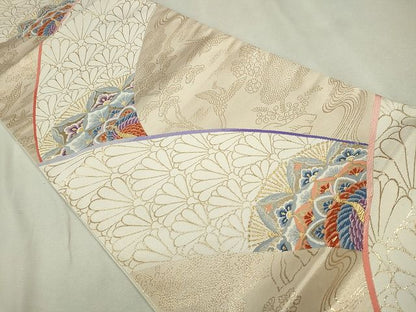 平和屋着物◎六通柄袋帯 草花文 金糸 逸品 CAAE7452in