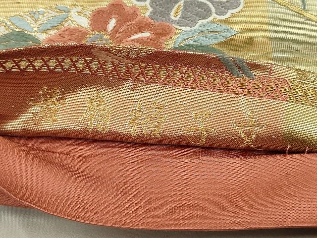 平和屋着物◎六通柄袋帯 舞扇格子文 金糸 逸品 CAAE7489in