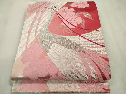 平和屋着物◎両面全通柄袋帯 花鳥文 金銀糸 逸品 CAAE7456in