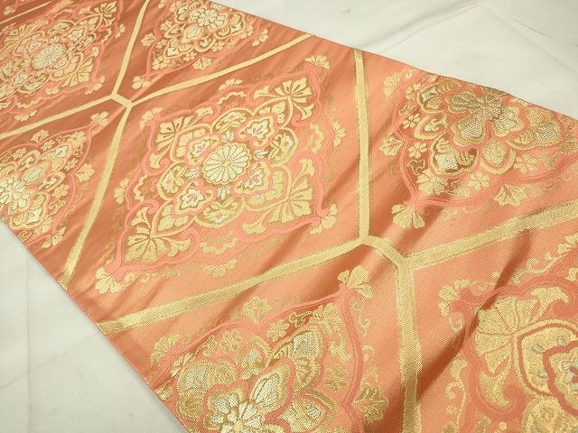 平和屋着物◎六通柄袋帯 菱正倉院花文 金銀糸 逸品 CAAE7394in