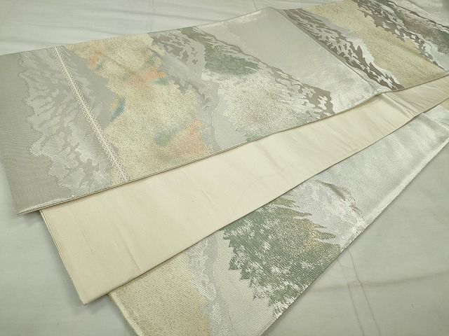 平和屋着物◎六通柄袋帯 霞文 銀糸 逸品 CAAE7418in