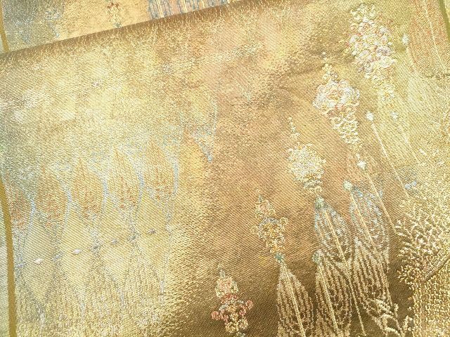 平和屋着物■六通柄袋帯 花唐草文 麗光箔 逸品 CAAG2614eg
