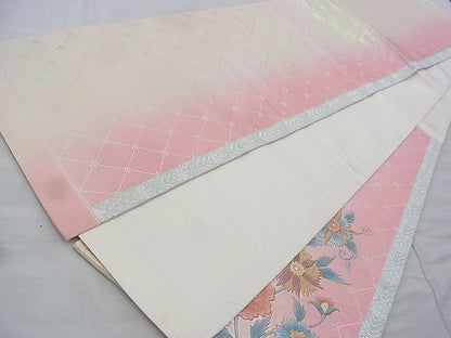 平和屋着物◎太鼓柄袋帯 草花文 金銀糸 引箔 逸品 BAAI2218wk