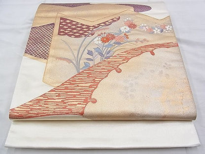 平和屋着物◎太鼓柄袋帯 刺繍 雪輪花文 金糸 引箔 逸品 BAAI2216wk