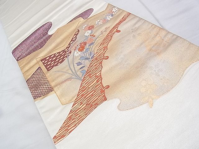 平和屋着物◎太鼓柄袋帯 刺繍 雪輪花文 金糸 引箔 逸品 BAAI2216wk