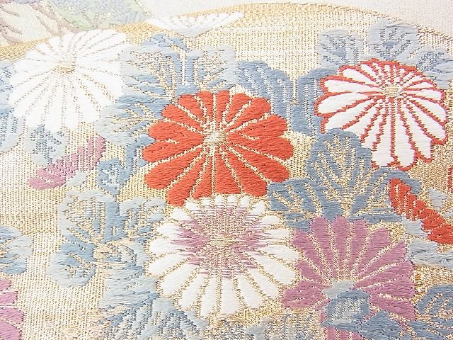 平和屋着物◎綴れ 太鼓柄袋帯 唐織 麗華吉祥扇面文 金糸 逸品 BAAI2230wk