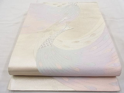 平和屋着物◎六通柄袋帯 唐織 孔雀 銀糸 逸品 BAAI9384sa