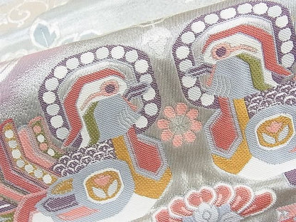 平和屋着物◎六通柄袋帯 唐織 絹の道 銀糸 逸品 BAAI9415sa