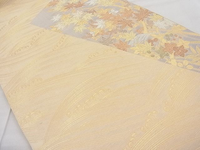 平和屋着物◎太鼓柄袋帯 流水秋草文 金銀糸 逸品 BAAI9411sa