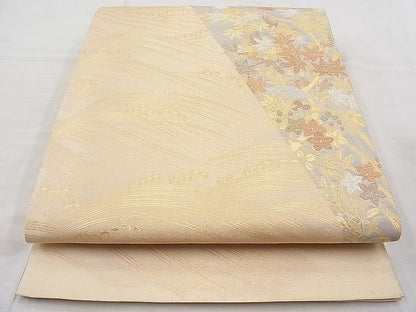 平和屋着物◎太鼓柄袋帯 流水秋草文 金銀糸 逸品 BAAI9411sa