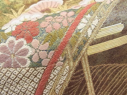 平和屋着物◎六通柄袋帯 唐織 小袖錦 金糸 引箔 逸品 BAAI9425sa