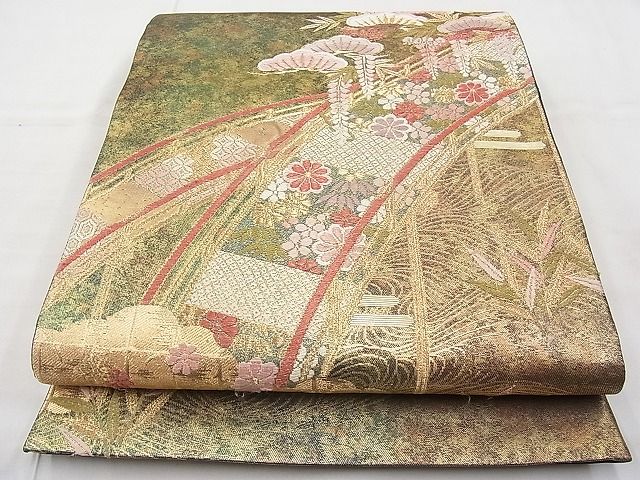平和屋着物◎六通柄袋帯 唐織 小袖錦 金糸 引箔 逸品 BAAI9425sa