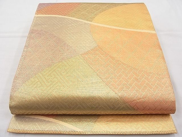 平和屋着物◎佐賀錦 六通柄袋帯 切嵌文様 金糸 逸品 BAAI9420sa
