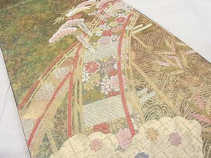 平和屋着物◎六通柄袋帯 唐織 小袖錦 金糸 引箔 逸品 BAAI9425sa