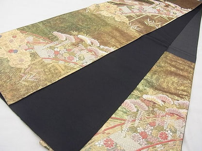平和屋着物◎六通柄袋帯 唐織 小袖錦 金糸 引箔 逸品 BAAI9425sa