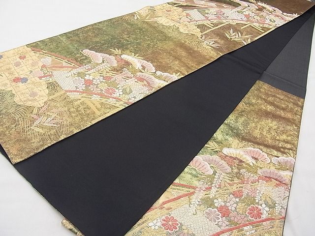 平和屋着物◎六通柄袋帯 唐織 小袖錦 金糸 引箔 逸品 BAAI9425sa