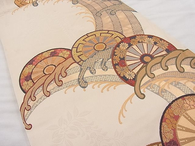 平和屋着物◎全通柄袋帯 唐織 優都里 金糸 逸品 BAAI9440sa