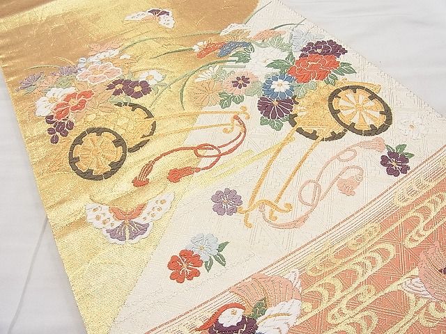 袋帯 佐賀錦 華柄 蝶々 藤の花 金銀糸 華やか 振袖 NO-188 袋帯 佐賀錦 華柄 蝶々 藤の花 金銀糸 華やか 振袖 NO-188