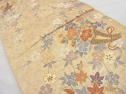 平和屋着物◎六通柄袋帯 唐織 束ね熨斗枝花文 金糸 鈴乃屋扱い 逸品 BAAI9466sa