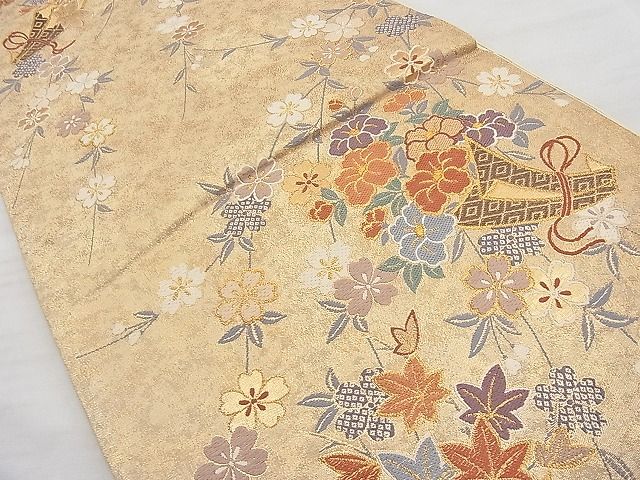 平和屋着物◎六通柄袋帯 唐織 束ね熨斗枝花文 金糸 鈴乃屋扱い 逸品 BAAI9466sa
