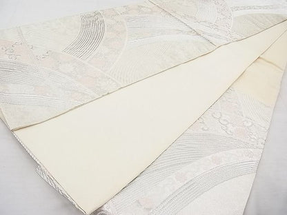 平和屋着物◎六通柄袋帯 唐織 青海波花唐草文 銀糸 逸品 BAAI9463sa
