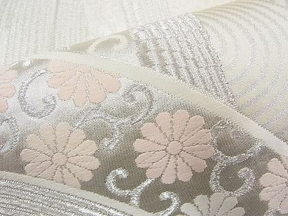 平和屋着物◎六通柄袋帯 唐織 青海波花唐草文 銀糸 逸品 BAAI9463sa