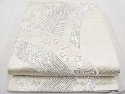 平和屋着物◎六通柄袋帯 唐織 青海波花唐草文 銀糸 逸品 BAAI9463sa