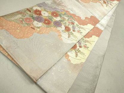平和屋着物◎六通柄 本袋帯 抽象花文 金糸 逸品 DAAH9128mz