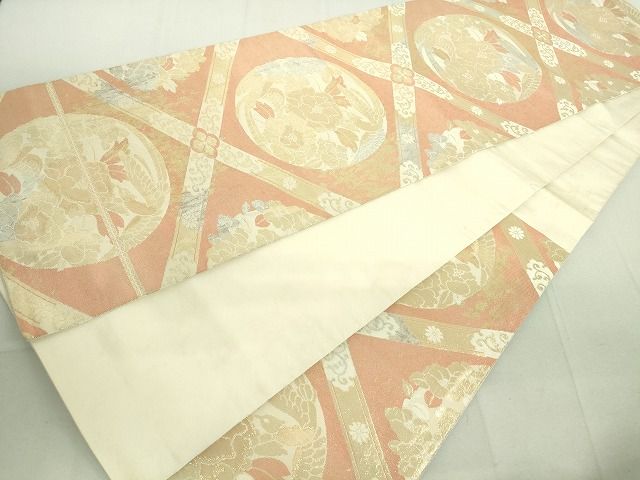 平和屋着物◎西陣 服部織物謹製 六通柄袋帯 こはく錦 天井花丸文 二重箔織 金銀糸 逸品 DAAH9070mz