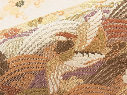平和屋着物◎六通柄袋帯 唐織 錦秀段異文 金糸 逸品 BAAI9459sa