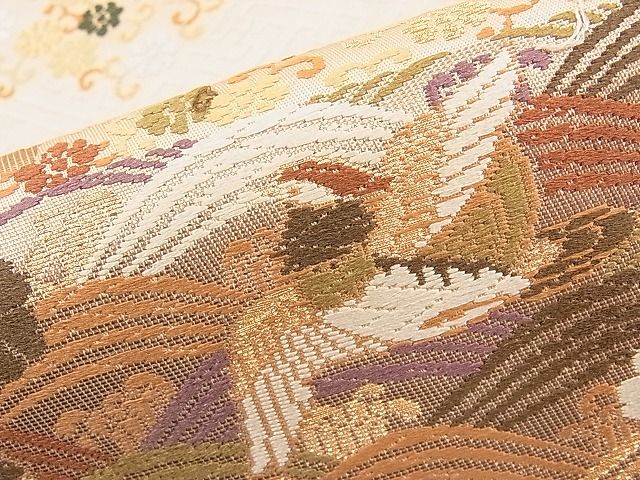 平和屋着物◎六通柄袋帯 唐織 錦秀段異文 金糸 逸品 BAAI9459sa