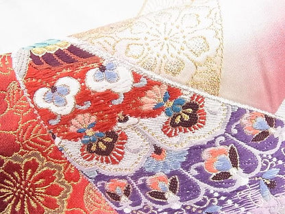 平和屋着物◎佐賀錦 六通柄袋帯 唐織 孔雀花文 金糸 逸品 BAAI9483sa