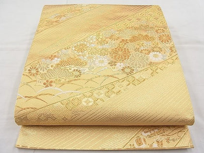 平和屋着物◎六通柄袋帯 唐織 吉祥草花文 金銀糸 逸品 BAAI9475sa