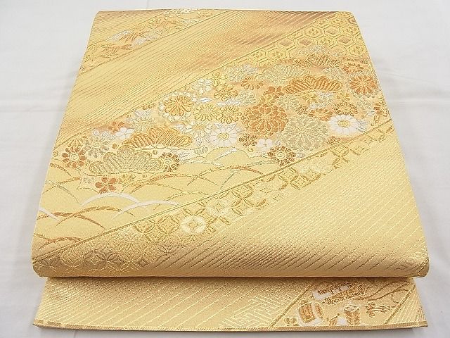 平和屋着物◎六通柄袋帯 唐織 吉祥草花文 金銀糸 逸品 BAAI9475sa