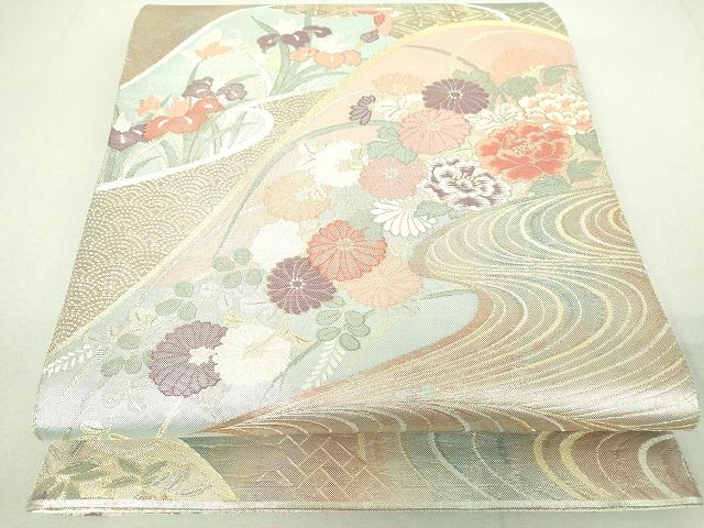 平和屋着物◎佐賀錦　六通柄袋帯　花蒔絵文　金銀糸　引箔　逸品　DAAH9092mz