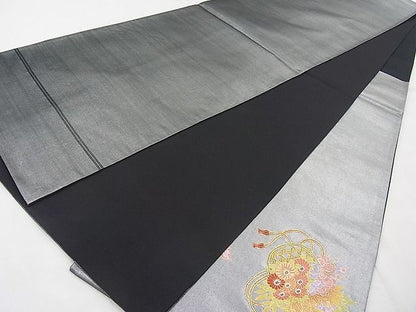 平和屋着物◎太鼓柄袋帯 駒刺繍 熨斗花籠文 むらさき虫謹製 手織本引箔 逸品 BAAI9485sa